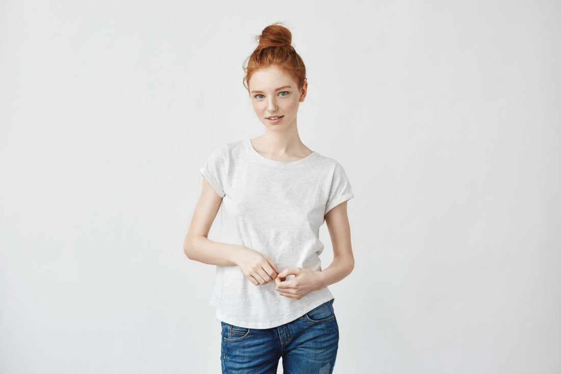 Portrait of smart redhead woman 